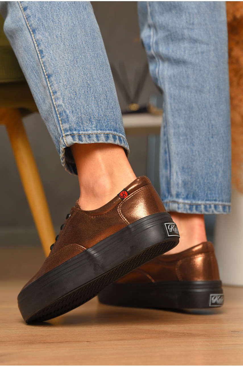 Мокасины женские бронзового цвета к1430203 206692