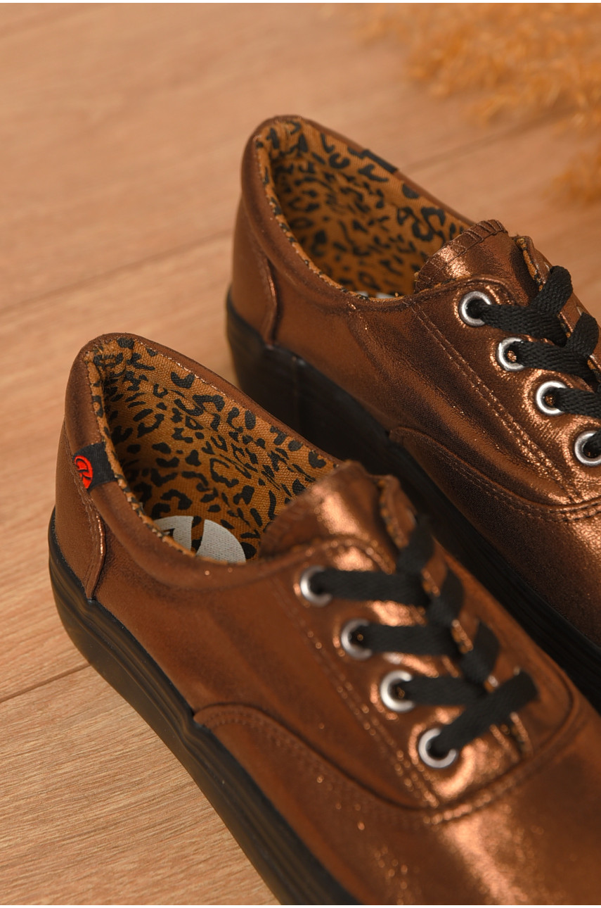 Мокасины женские бронзового цвета к1430203 206692