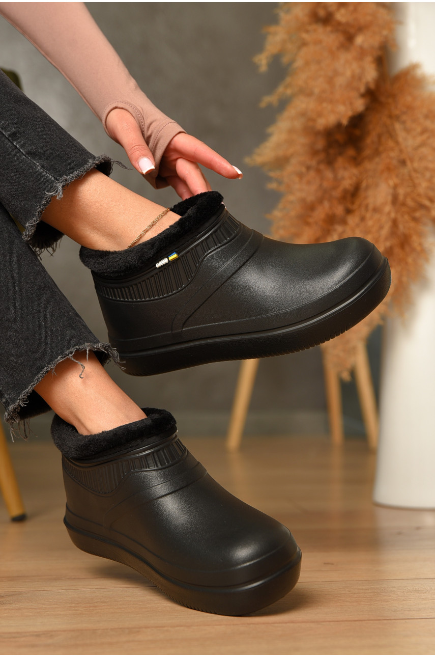 Калоші жіночі на хутрі черного кольору 7004 206694