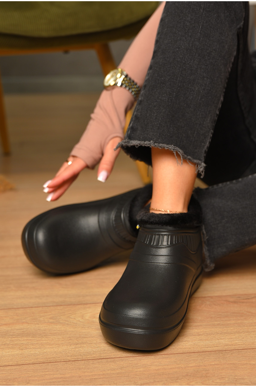 Калоші жіночі на хутрі черного кольору 7004 206694