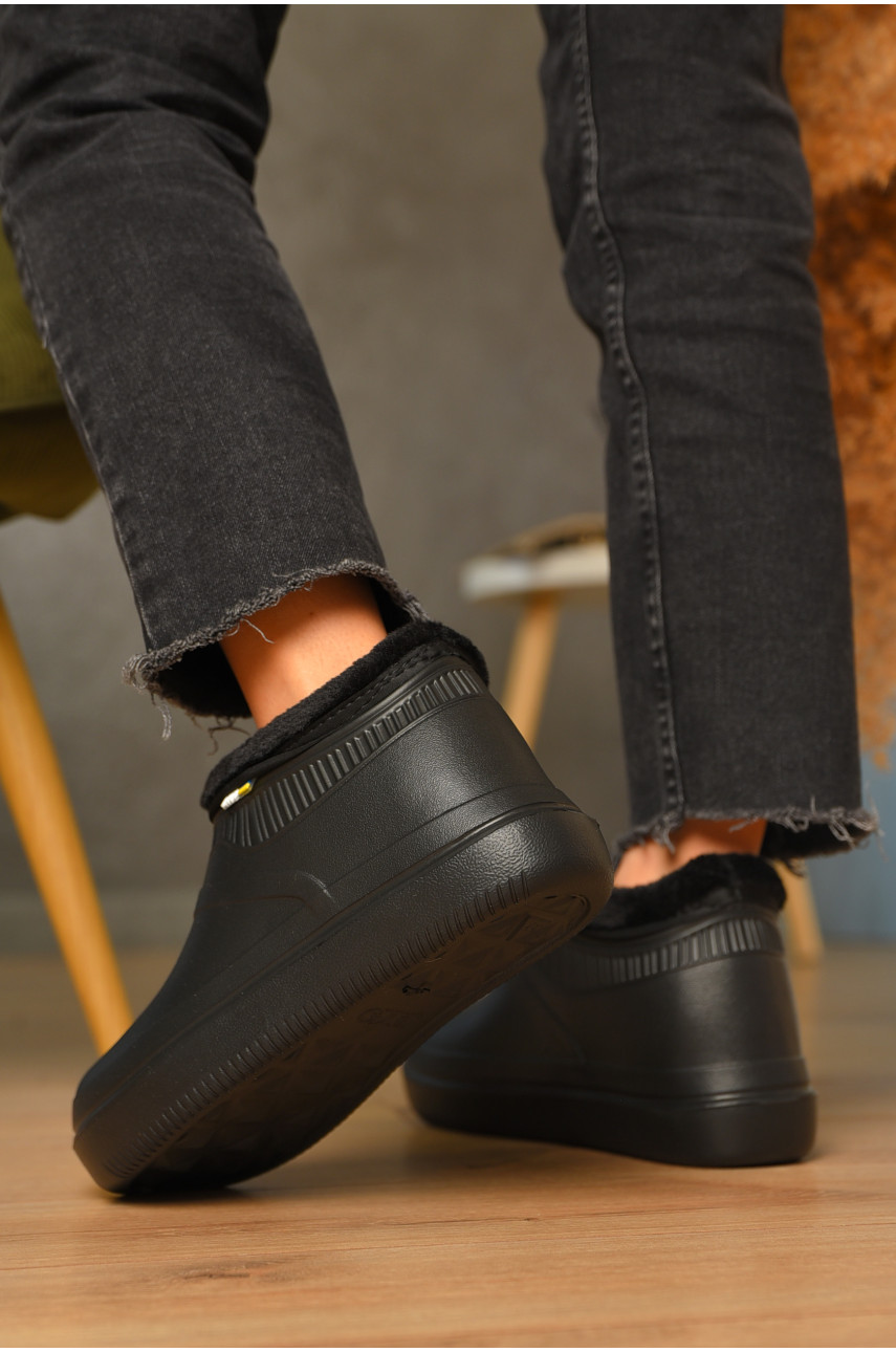 Калоші жіночі на хутрі черного кольору 7004 206694