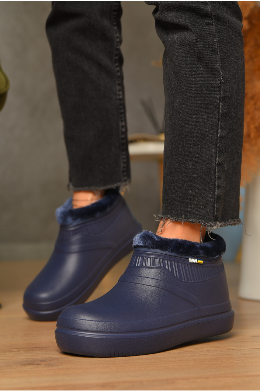 Калоші жіночі на хутрі синього кольору 7004 206697