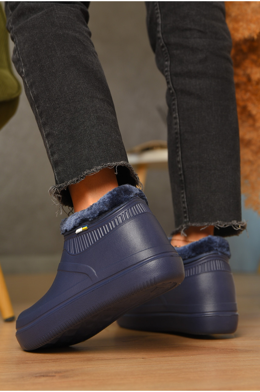 Калоші жіночі на хутрі синього кольору 7004 206697