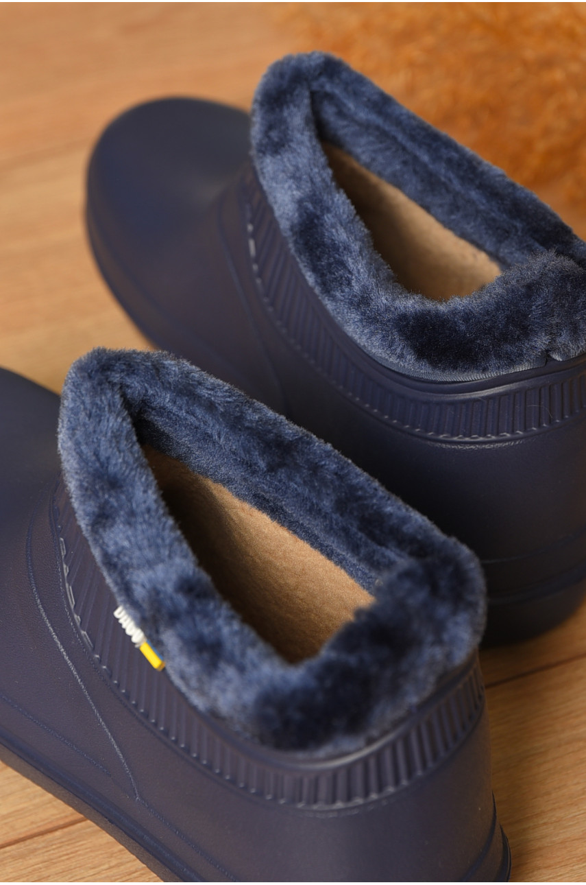 Калоші жіночі на хутрі синього кольору 7004 206697