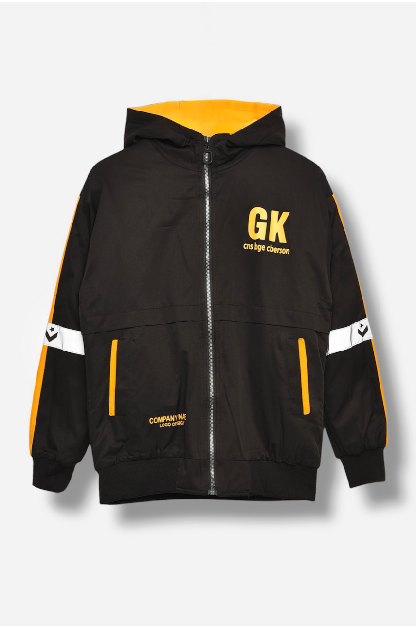 Куртка подростковая для мальчика двухсторонняя чорно-оранжевого цвета 21А-52 206701