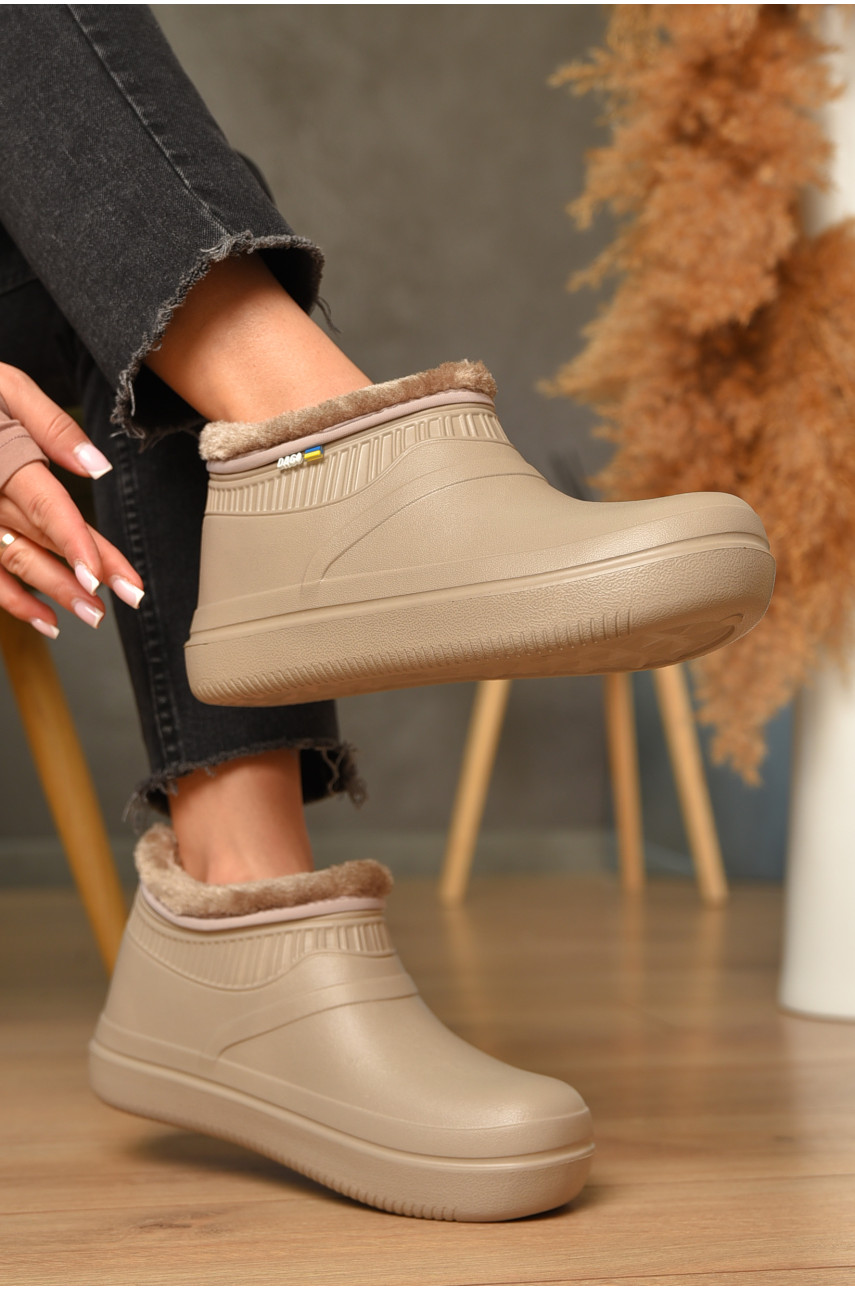 Галоши женские на меху бежевого цвета 7004 206704
