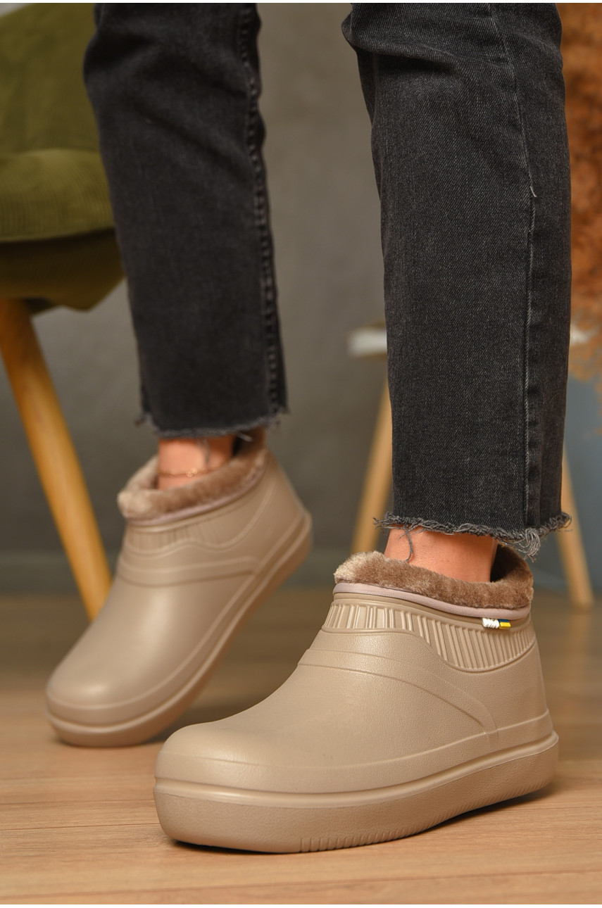 Галоши женские на меху бежевого цвета 7004 206704