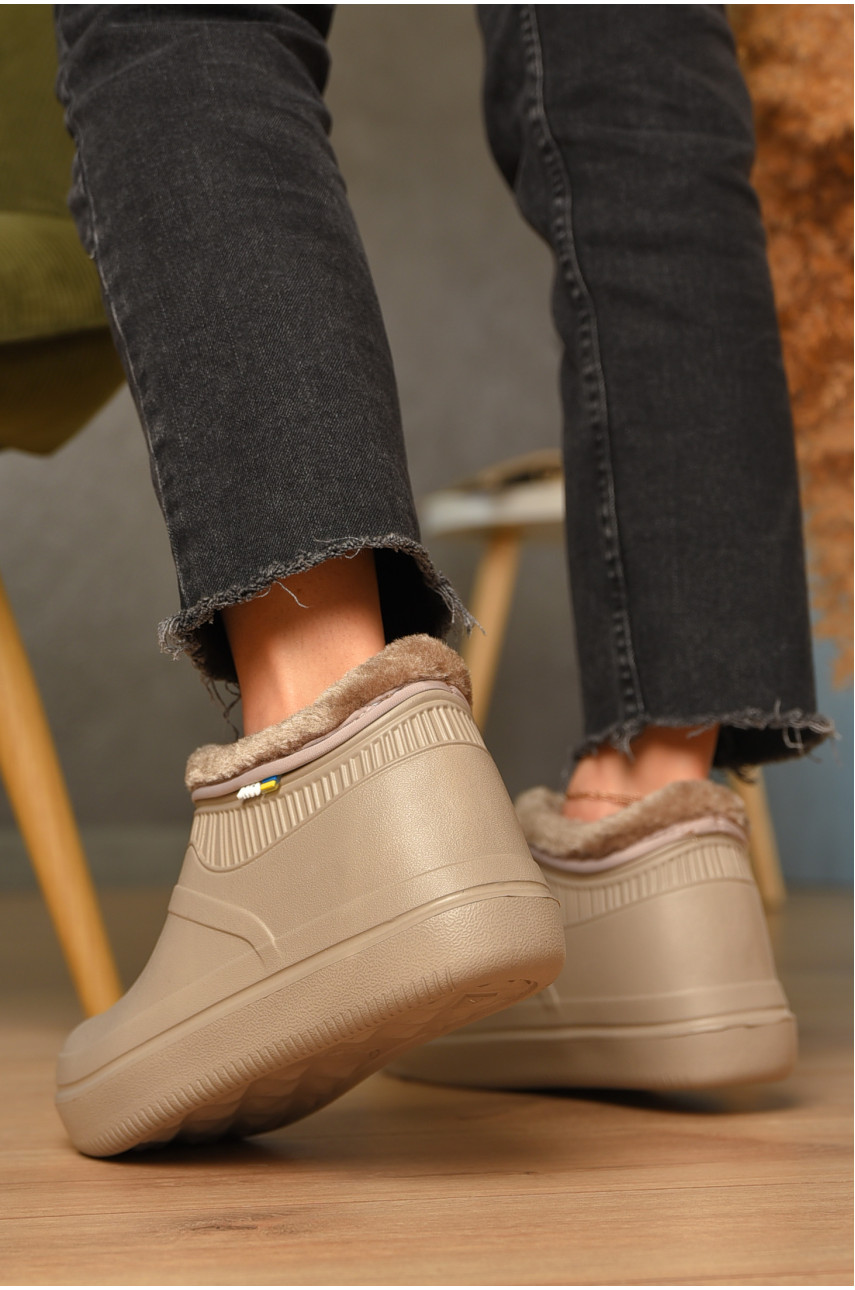 Галоши женские на меху бежевого цвета 7004 206704 Галоши женские на меху бежевого цвета 7004 206704