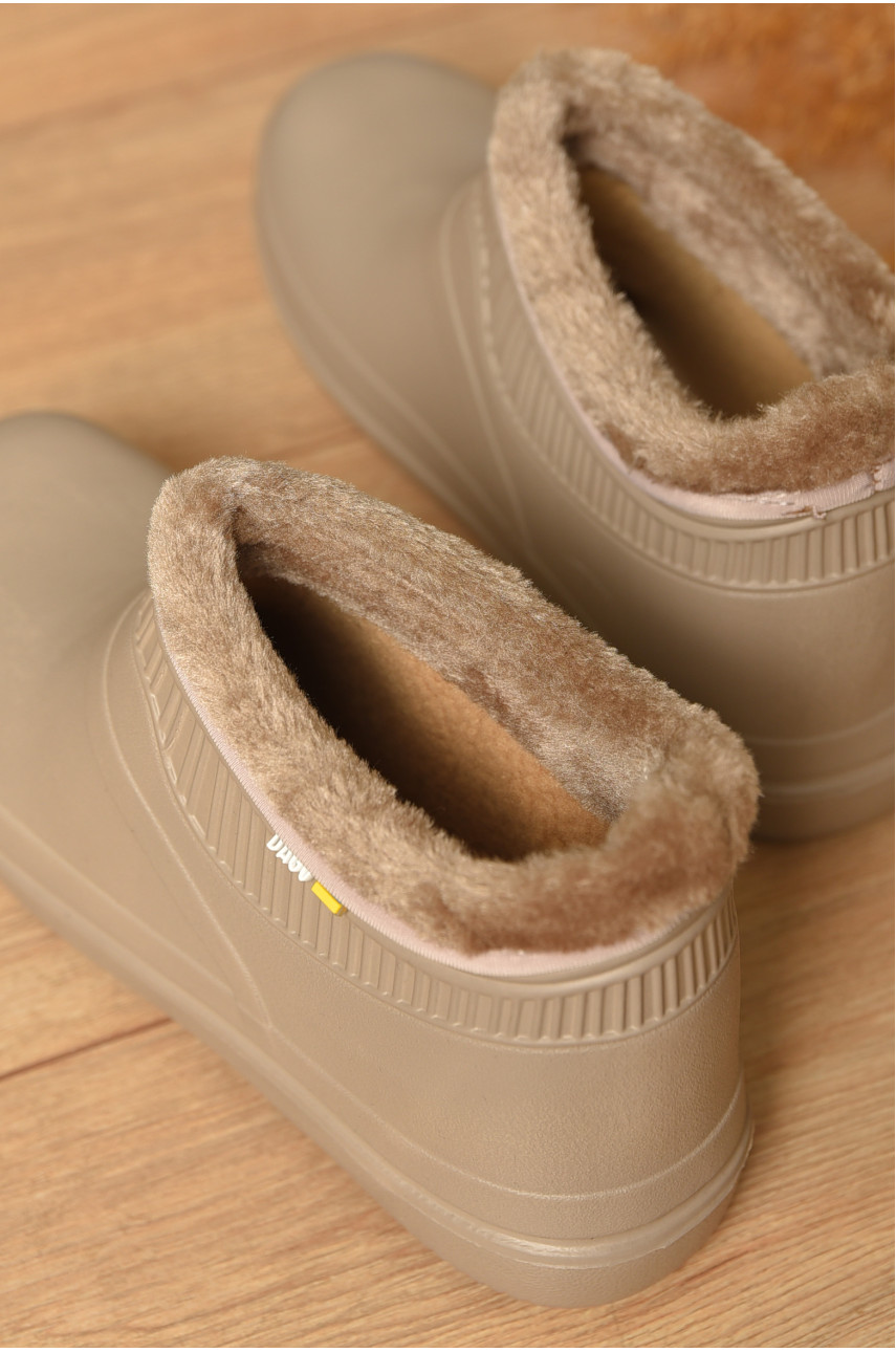 Галоши женские на меху бежевого цвета 7004 206704 Галоши женские на меху бежевого цвета 7004 206704