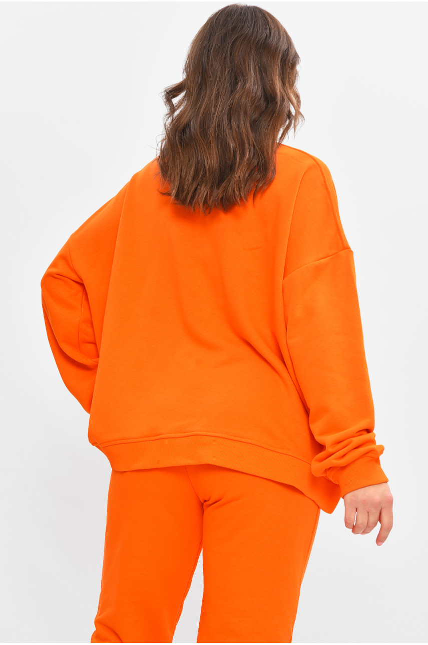 Свитшот женский полубатальный оранжевого цвета 206717