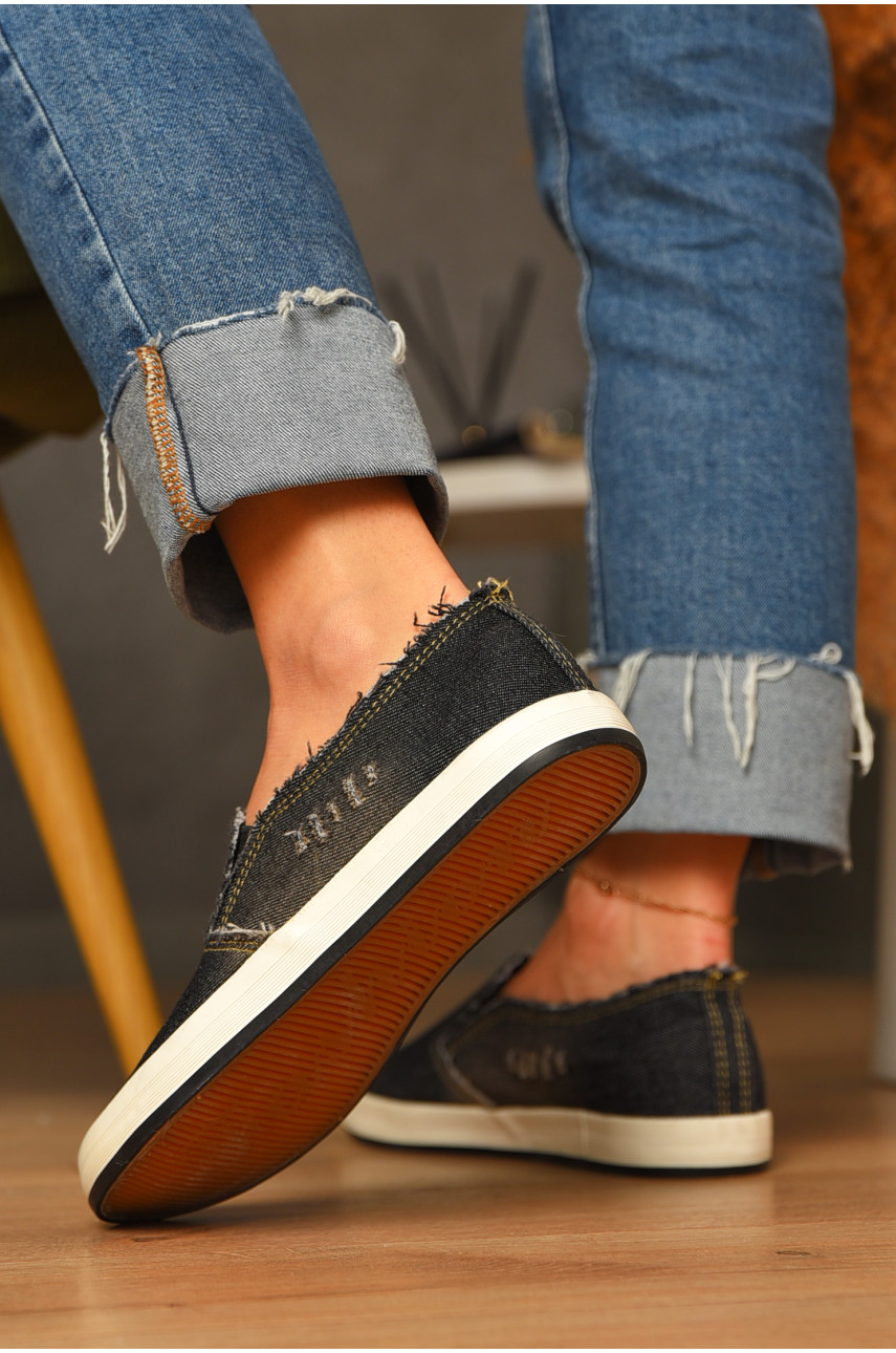 Мокасини жіночі джинсові чорного кольору BL-218 206718