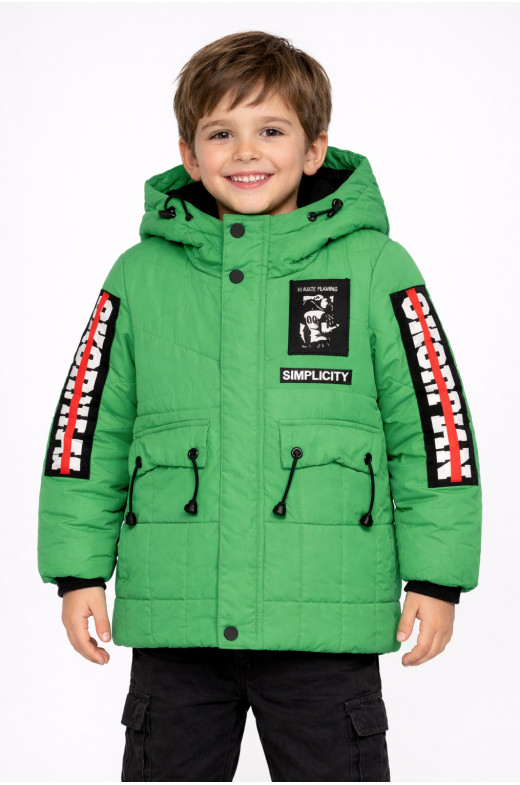 Куртка детская для мальчика демисезонная зеленого цвета 206724