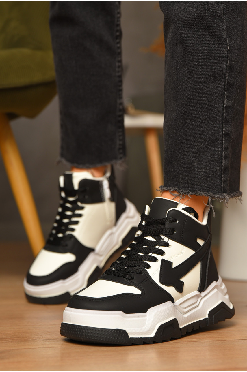 Кросівки зимові жіночі біло-чорного кольору К912-1 206736