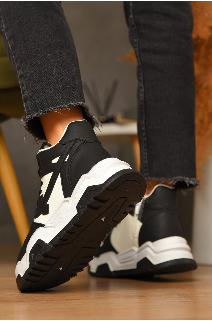 Кросівки зимові жіночі біло-чорного кольору К912-1 206736