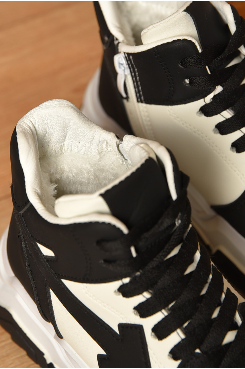 Кросівки зимові жіночі біло-чорного кольору К912-1 206736