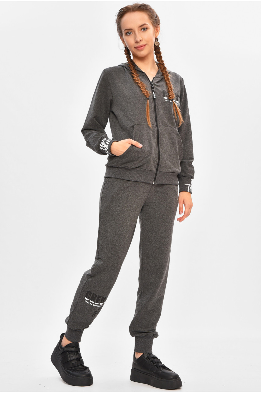 Спортивный костюм подростковый для девочки тёмно-серого цвета 241 206746