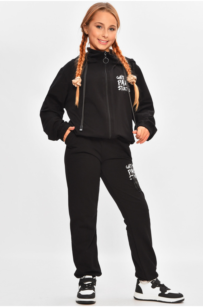 Спортивный костюм подростковый для девочки черного цвета 237 206751 Спортивный костюм подростковый для девочки черного цвета 237 206751