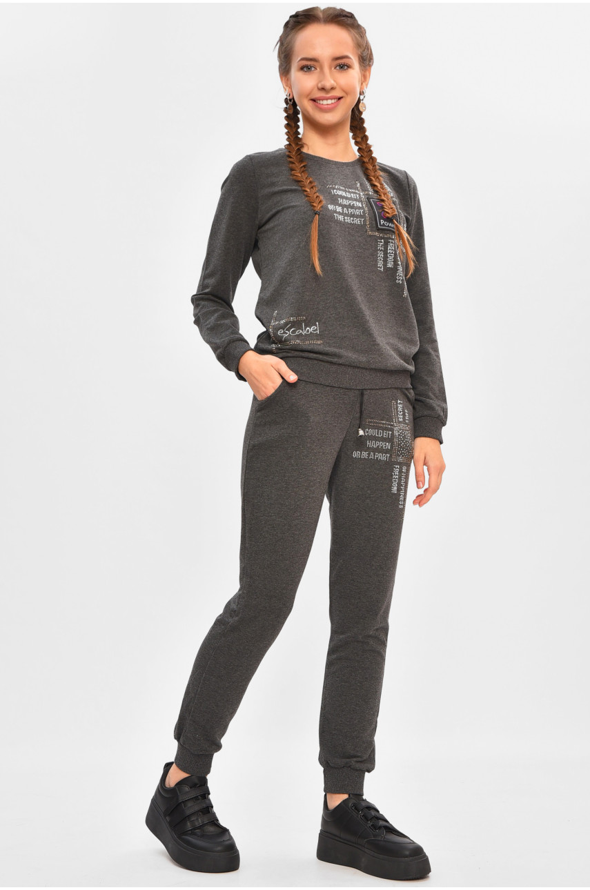 Спортивный костюм подростковый для девочки тёмно-серого цвета 28131 206752