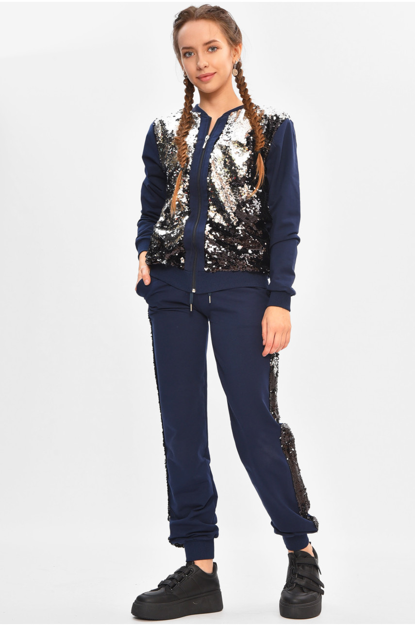 Спортивный костюм подростковый для девочки тёмно-синего цвета 6036 206757