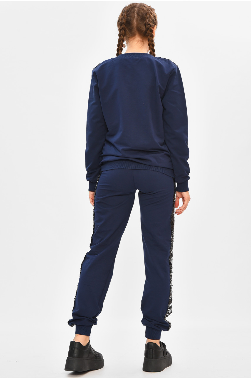 Спортивный костюм подростковый для девочки тёмно-синего цвета 6036 206757