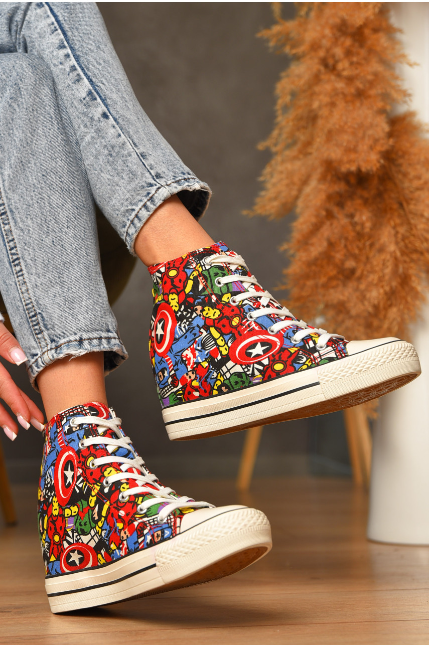 Кеди-снікерси жіночі червоного кольору на шнурівці текстиль 15290-1 206770