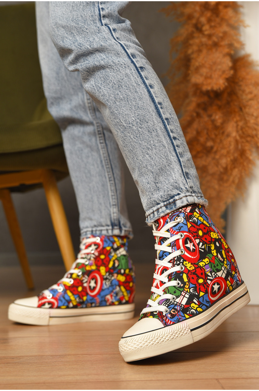 Кеди-снікерси жіночі червоного кольору на шнурівці текстиль 15290-1 206770