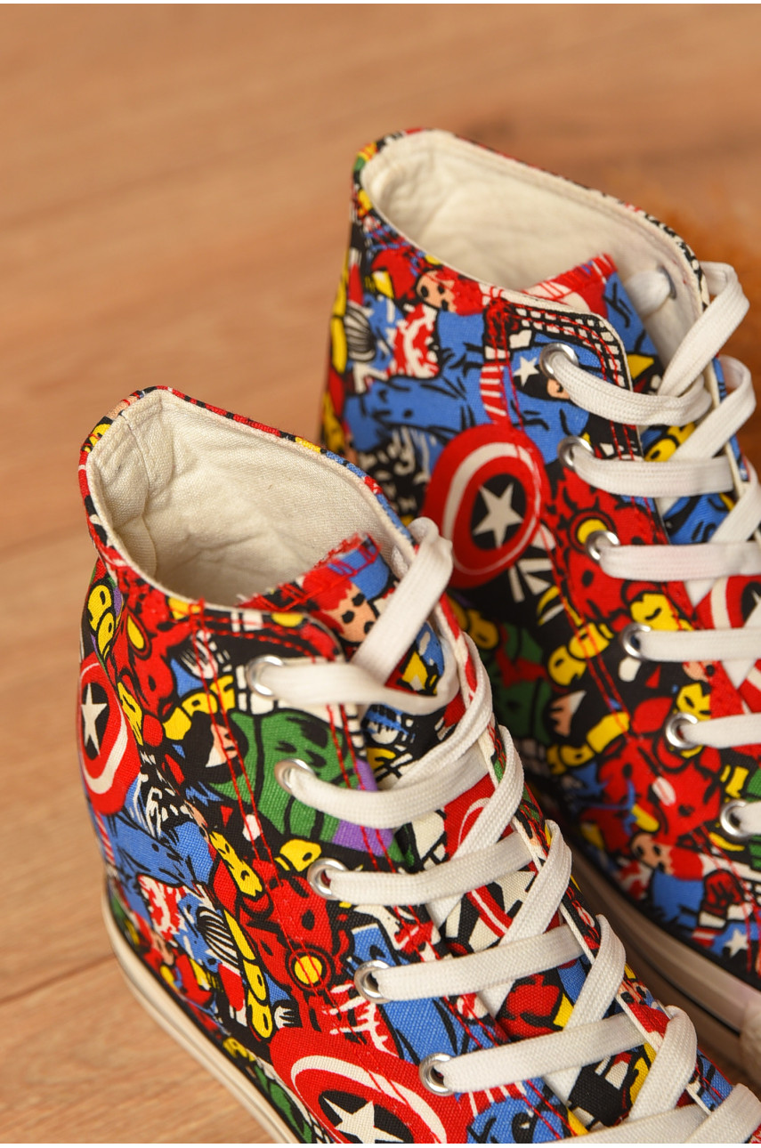 Кеди-снікерси жіночі червоного кольору на шнурівці текстиль 15290-1 206770