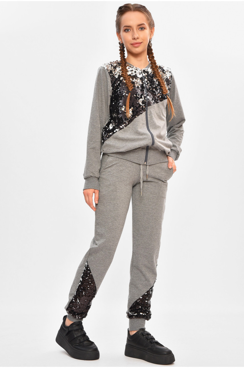 Спортивный костюм подростковый для девочки серого цвета 6153 206779