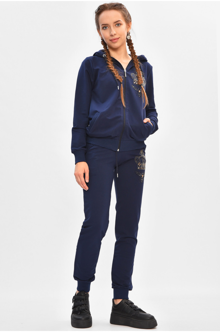 Спортивный костюм подростковый для девочки тёмно-синего цвета 6166 206782