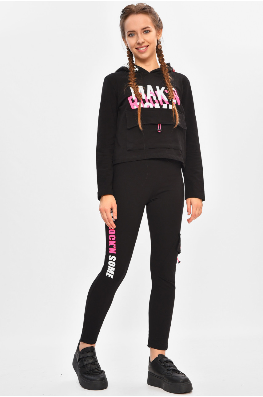Спортивный костюм подростковый для девочки черного цвета 142 206792