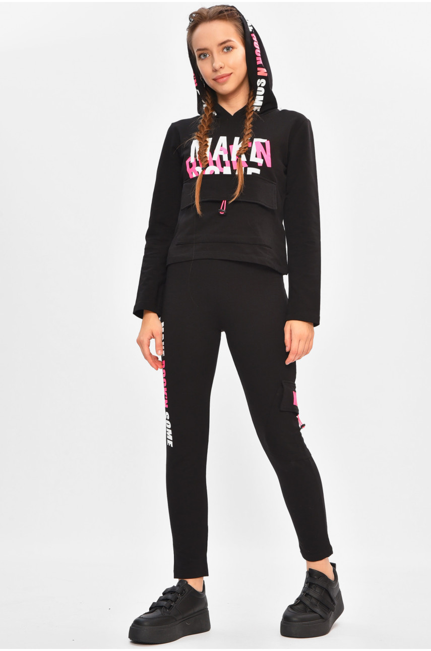 Спортивный костюм подростковый для девочки черного цвета 142 206792