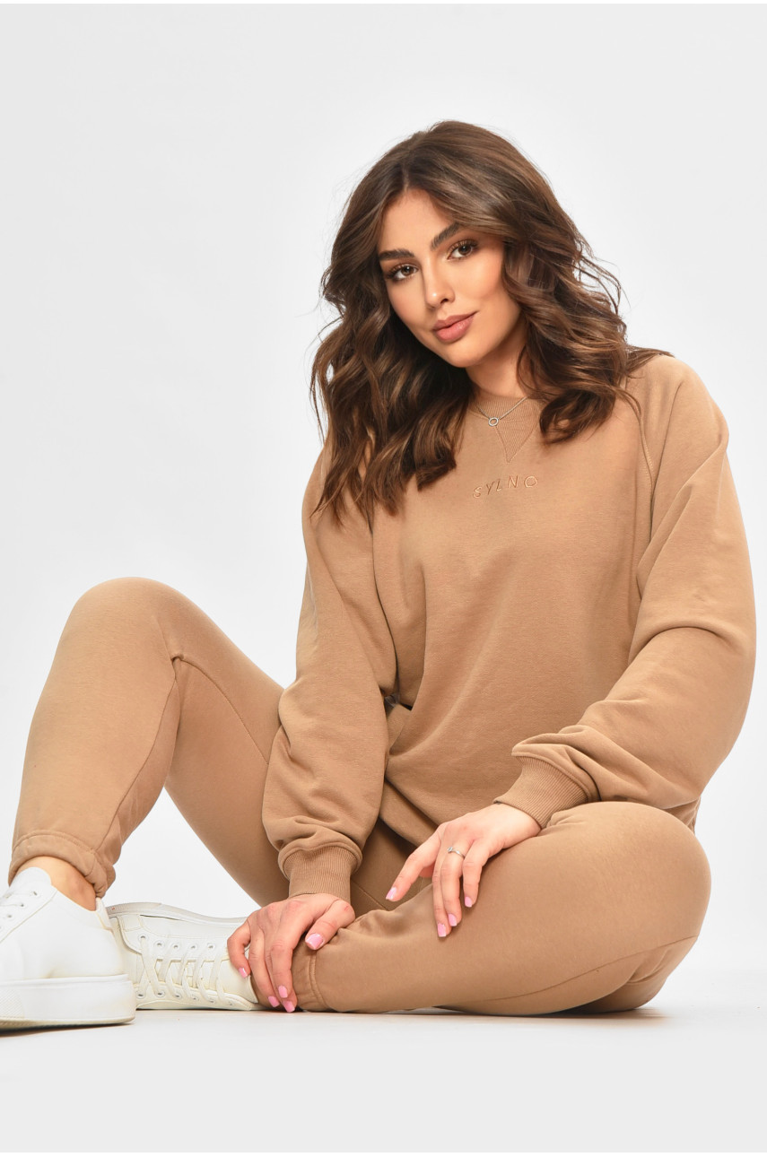 Спортивный костюм женский темно-бежевого цвета 206804