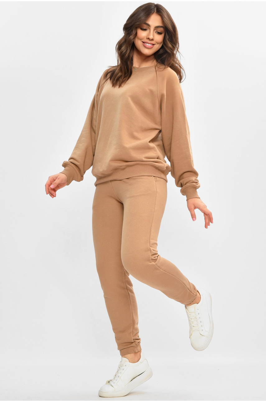 Спортивный костюм женский темно-бежевого цвета 206804