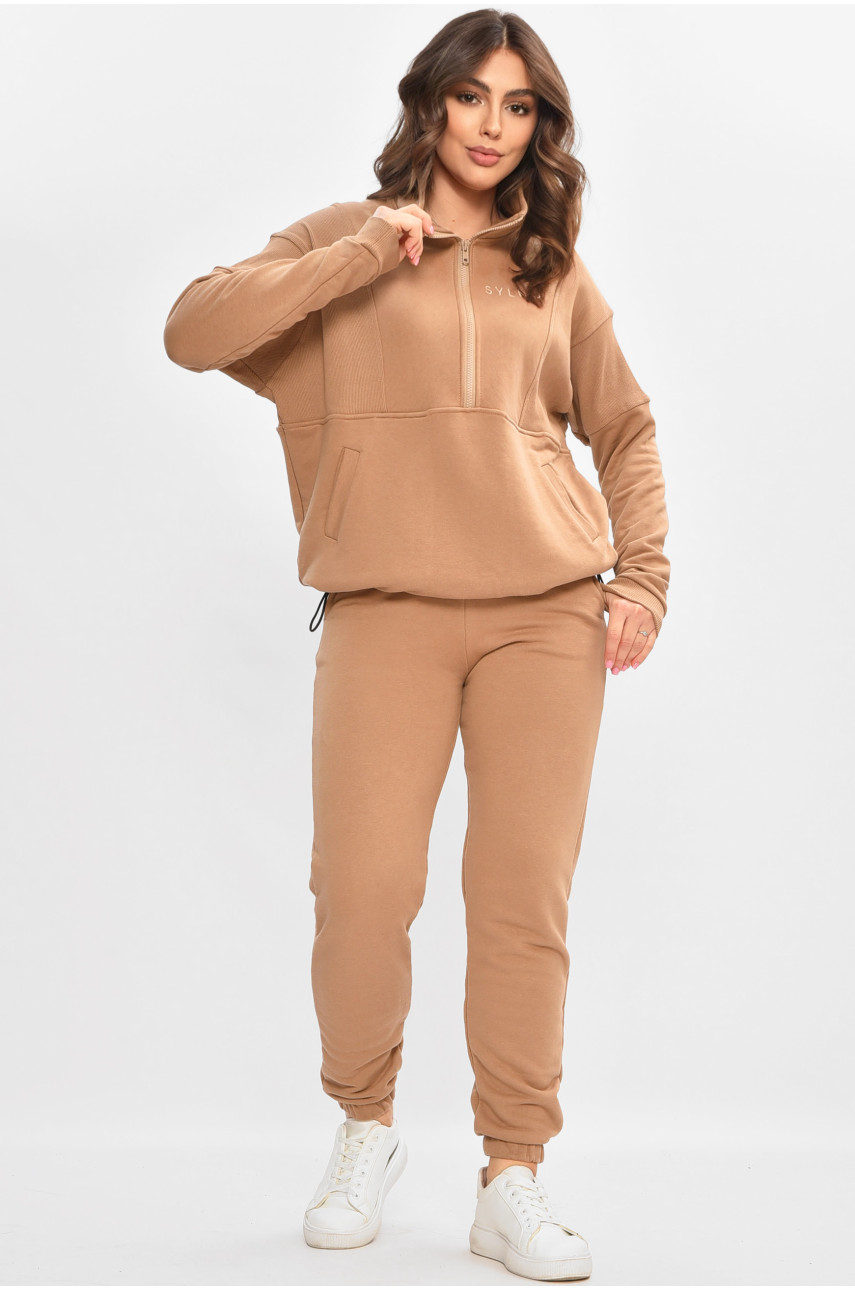 Спортивный костюм женский темно-бежевого цвета 206807