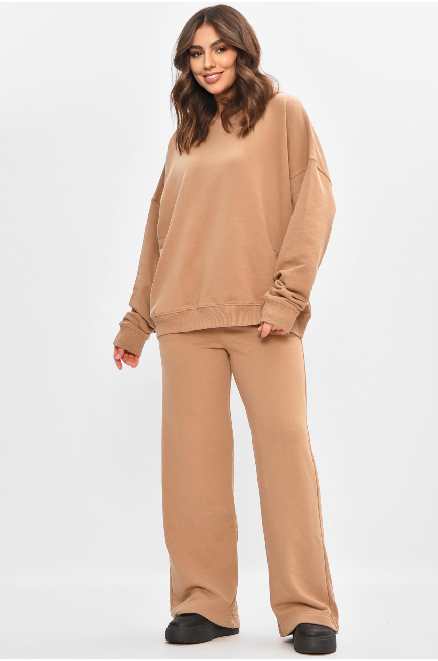 Спортивный костюм женский темно-бежевого цвета 206809