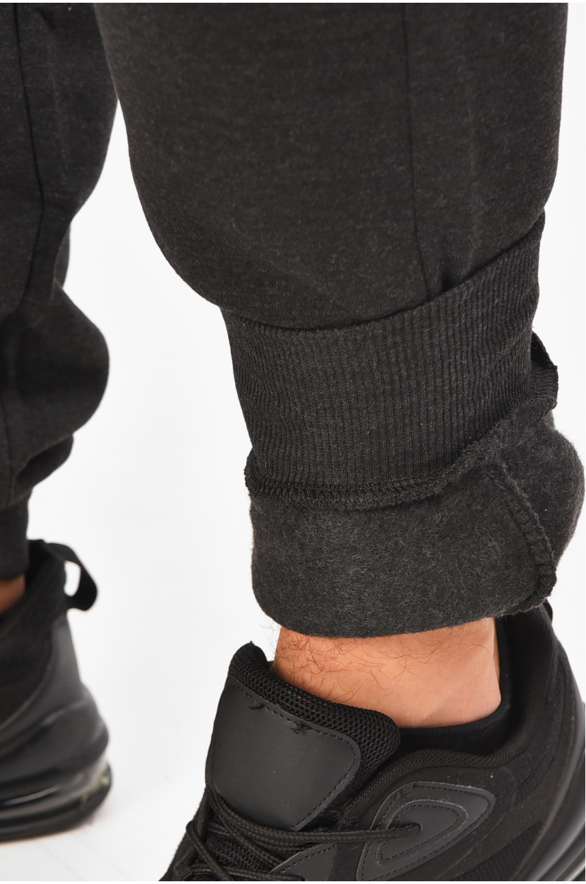 Спортивные штаны мужские на флисе темно-серого цвета L-6720 206817