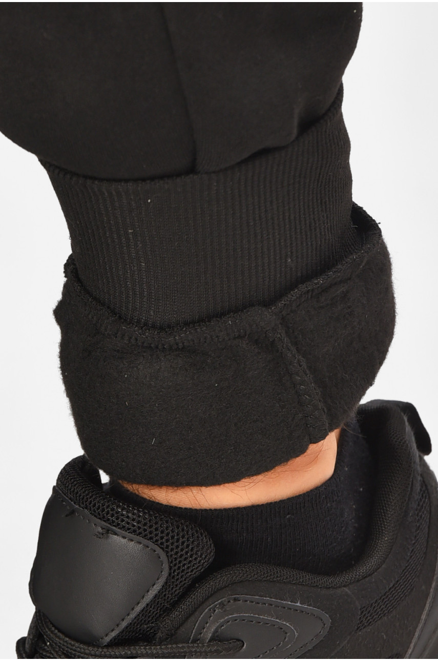 Спортивные штаны мужские на флисе черного цвета L-6723 206827