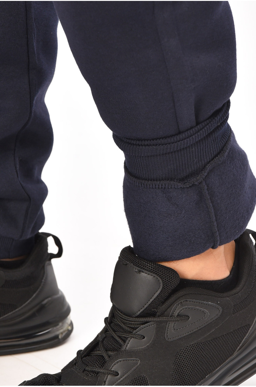 Спортивные штаны мужские на флисе темно-синего цвета L-6723 206830