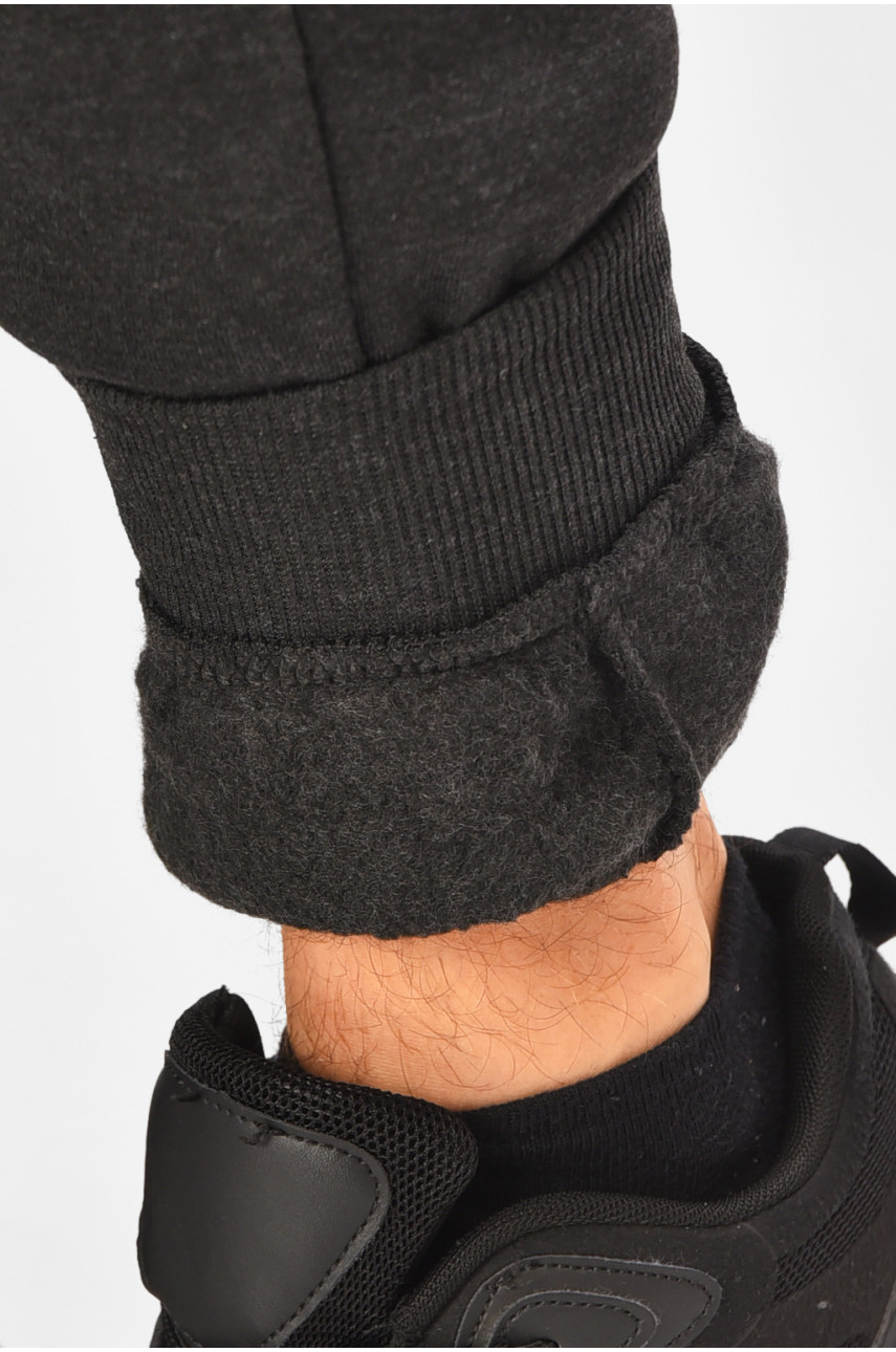 Спортивные штаны мужские на флисе темно-серого цвета L-6719 206832