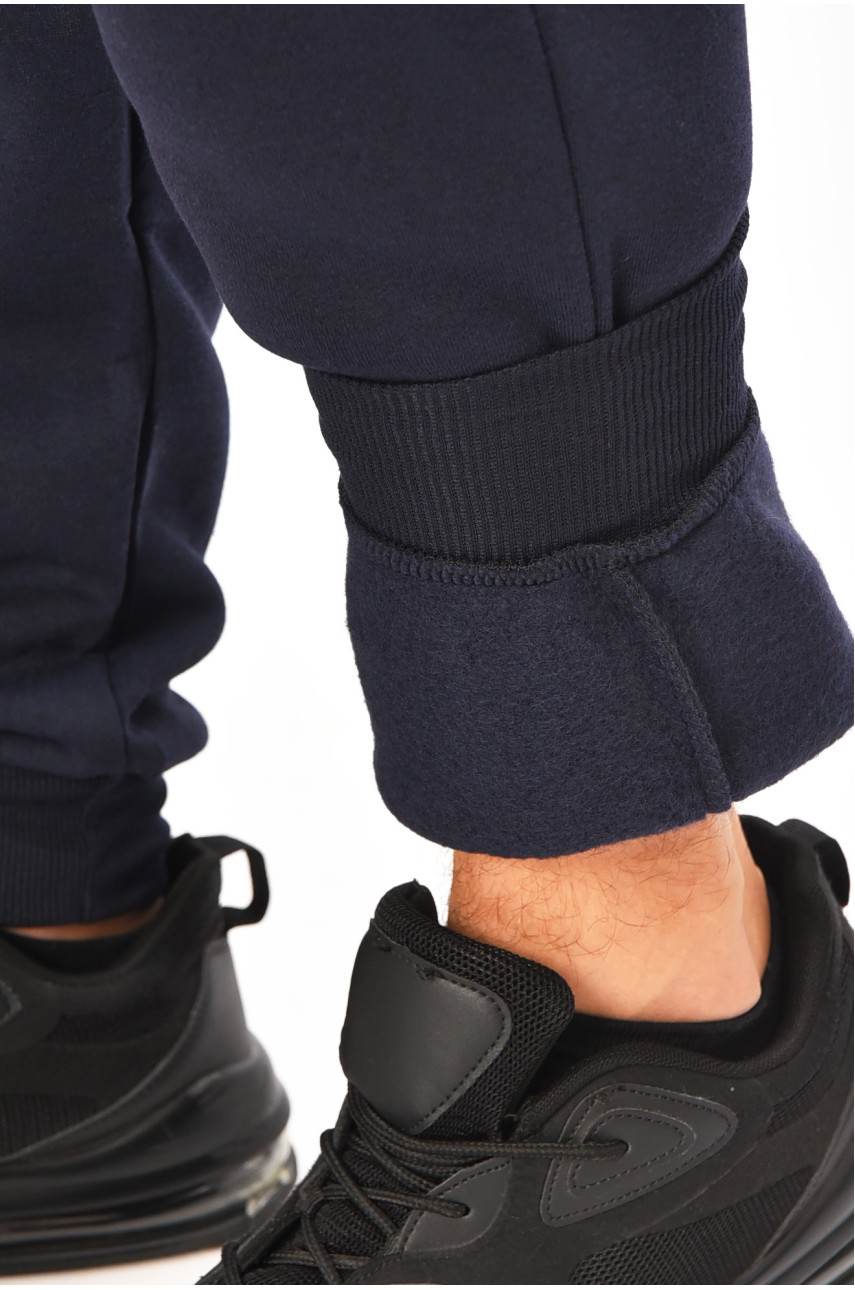 Спортивные штаны мужские на флисе темно-синего цвета L-6719 206833