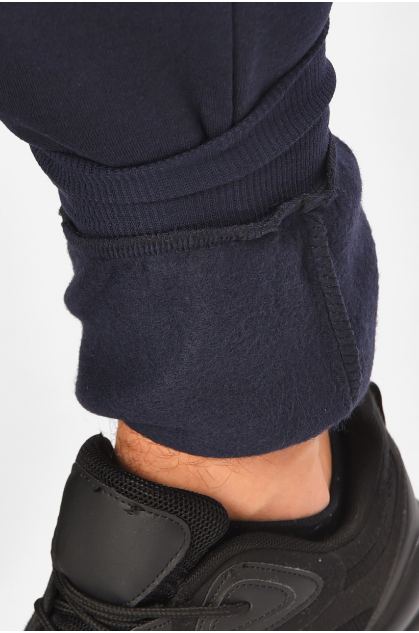 Спортивные штаны мужские на флисе темно-синего цвета L-6710 206835