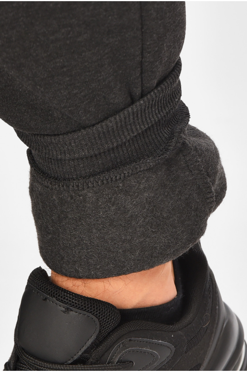 Спортивные штаны мужские на флисе темно-серого цвета L-6710 206836