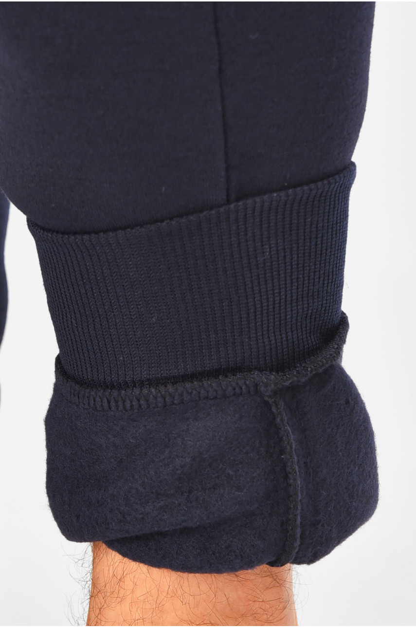 Спортивные штаны мужские на флисе темно-синего цвета L-6722 206841