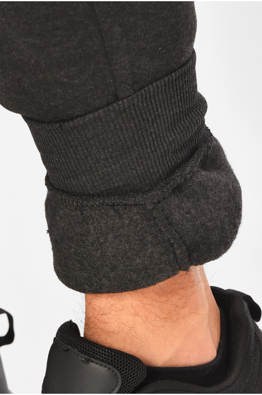 Спортивные штаны мужские на флисе темно-серого цвета L-6722 206842