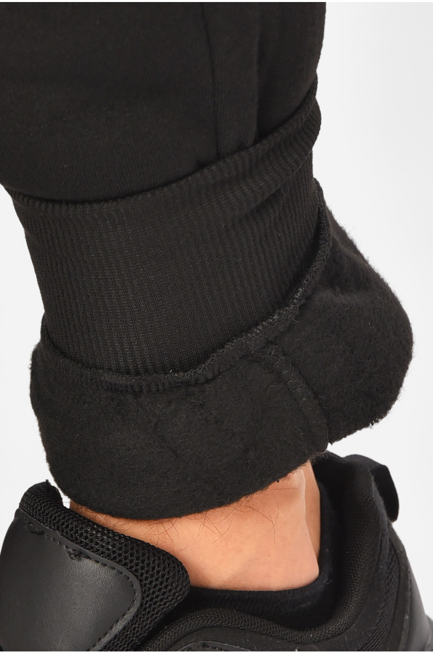 Спортивные штаны мужские на флисе черного цвета L-6711 206843