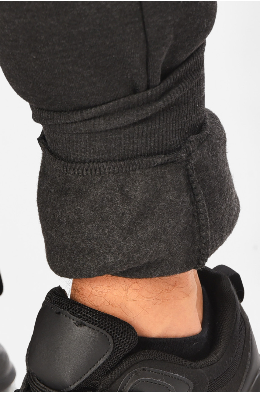 Спортивные штаны мужские на флисе темно-серого цвета L-6711 206845