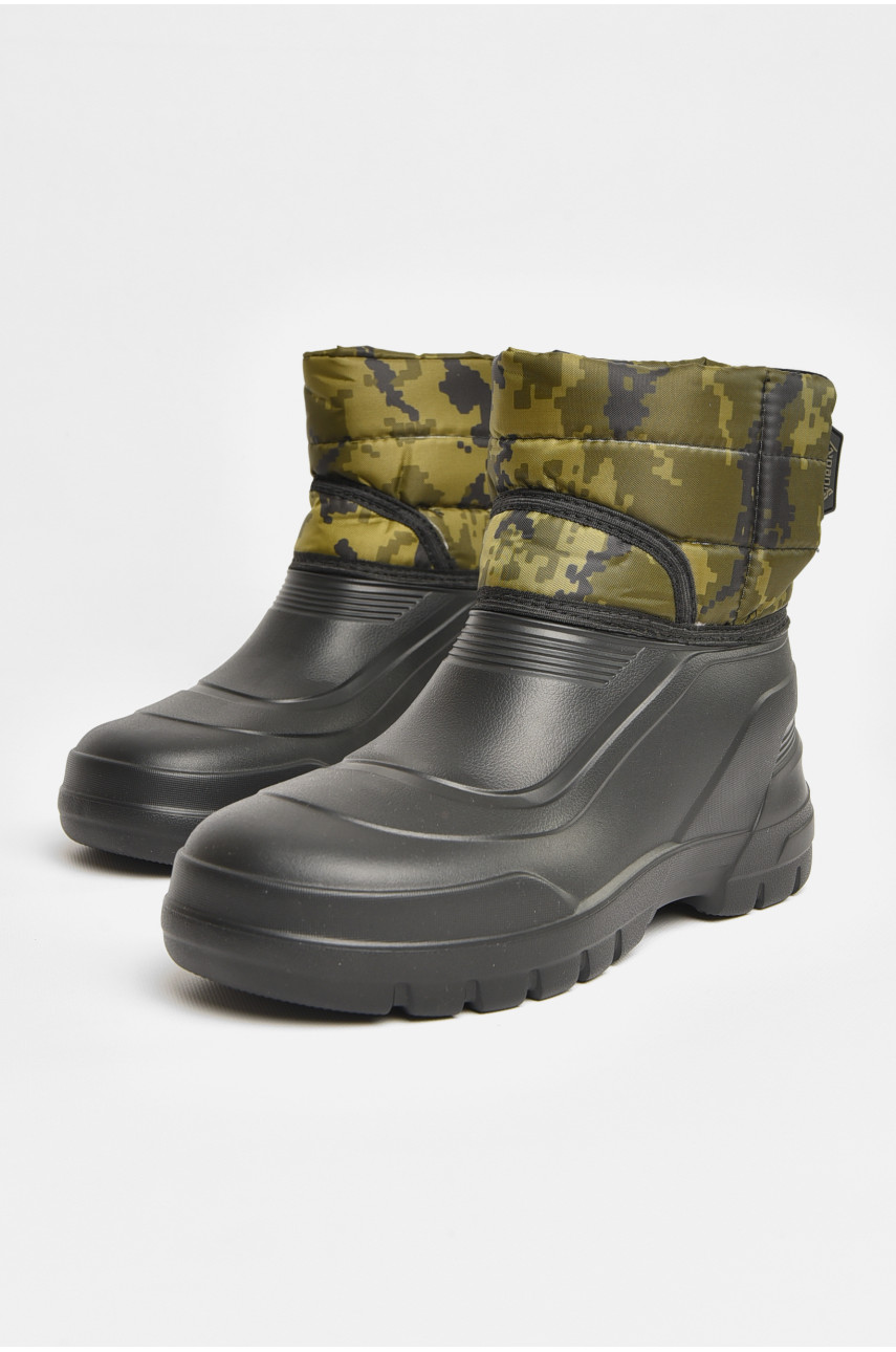 Дутики короткие мужские пена на  меху черного цвета В-162А хакі 206858