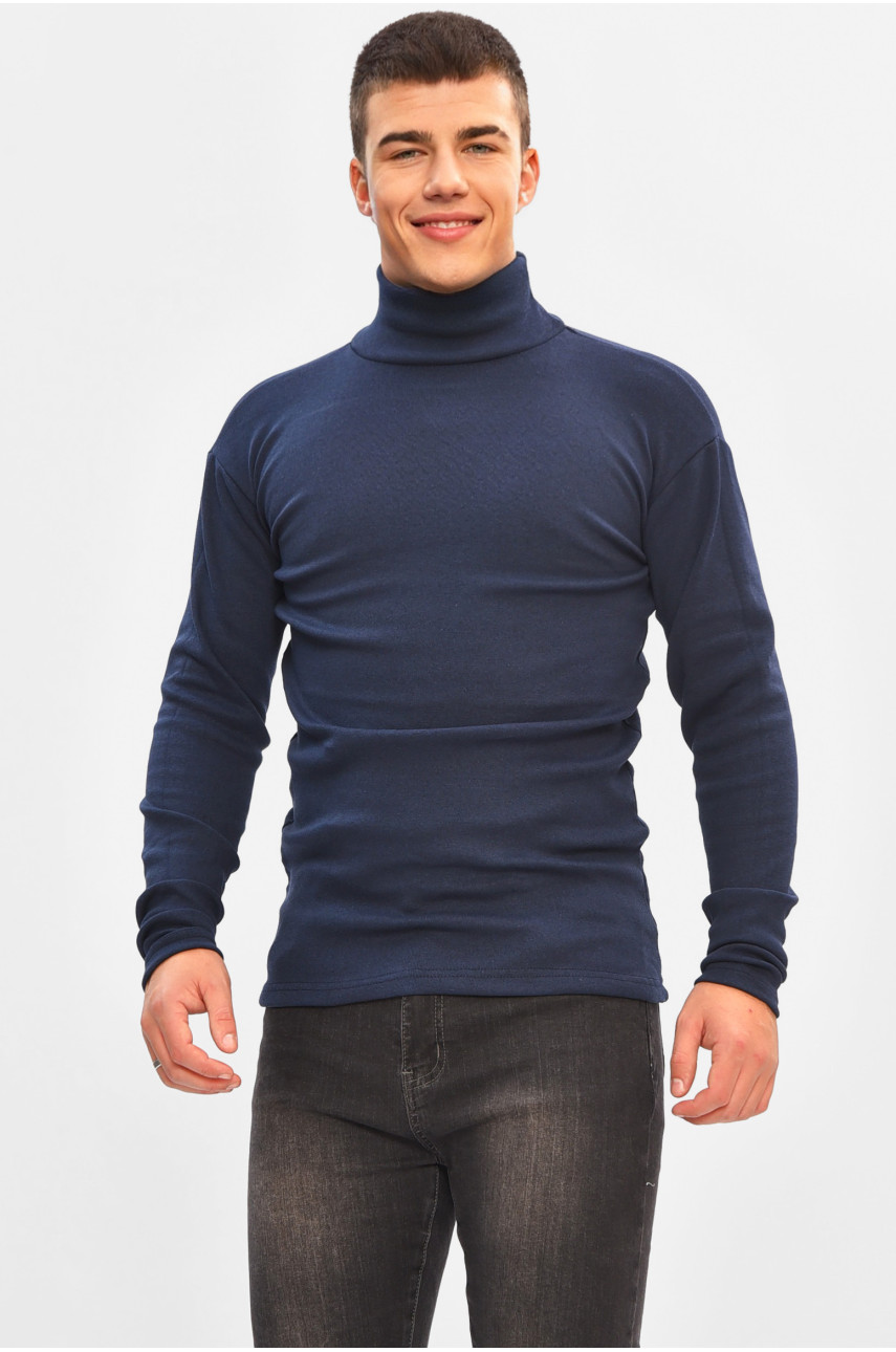 Гольф чоловічий на флісі темно-синього кольору 2977 206860