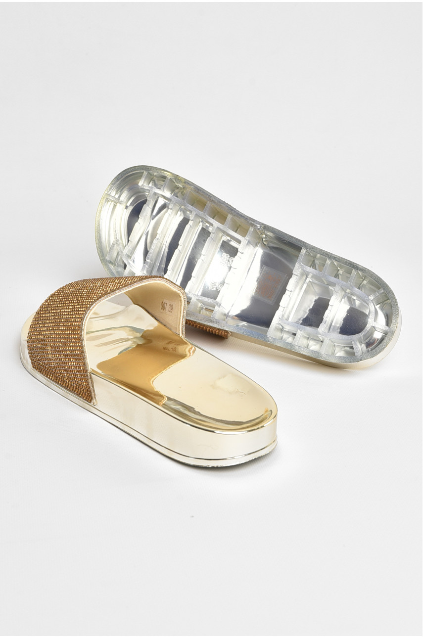 Шлепанцы женские золотистого цвета 907 асорти 206868