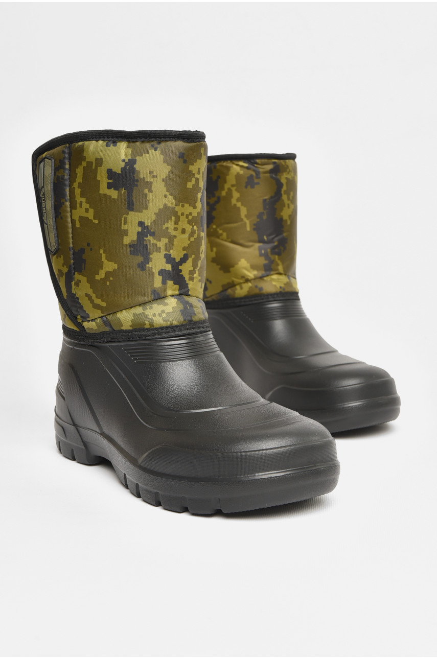 Дутики мужские пена на  меху черного цвета В-164А хакі 206876